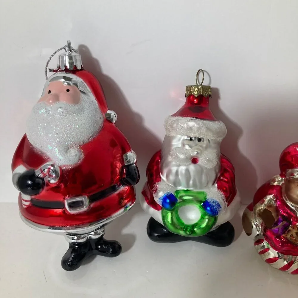 6 Vintage Blown Glass Christmas Ornaments Santa Snowman House Bear Horse 2‎ - 4